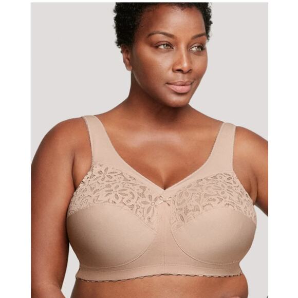 Glamorise NWOT Size 48D MagicLift Cafe Tan Minimizer Wireless Support Bra 1001 - Picture 1 of 6
